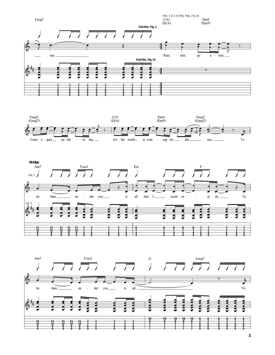 Rain Rain Acoustic Guitar scores gallery preview page 3