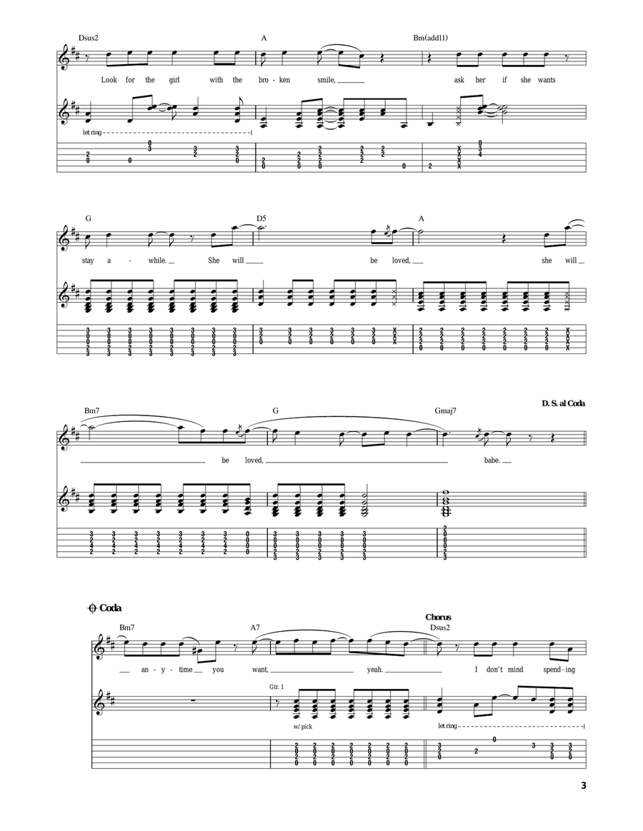 She Will Be Loved She Will Be Loved Acoustic Guitar scores gallery preview page 3