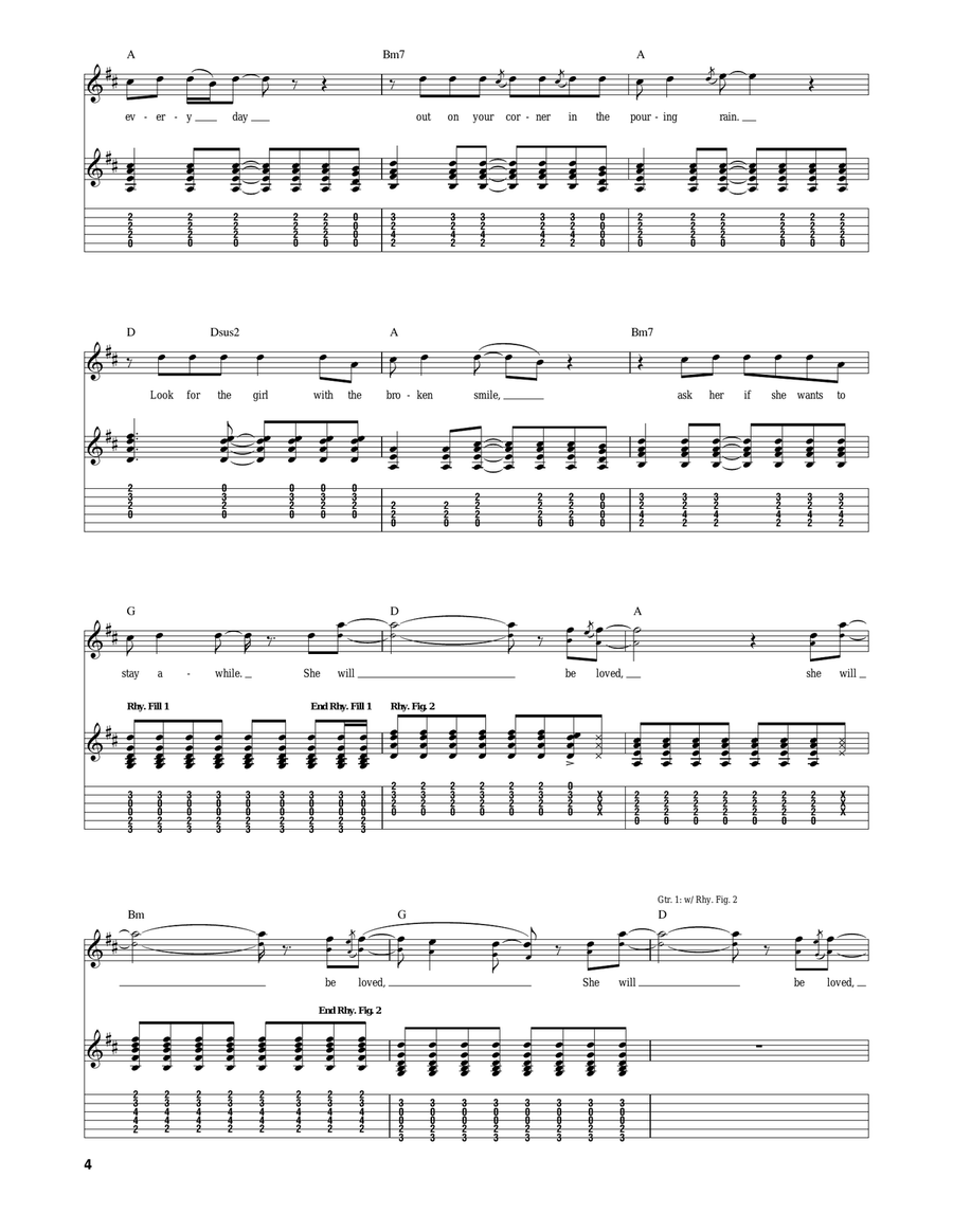 She Will Be Loved She Will Be Loved Acoustic Guitar scores gallery preview page 4