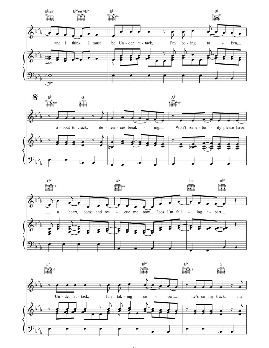 Under Attack Under Attack Piano, Vocal, Guitar scores gallery preview page 3