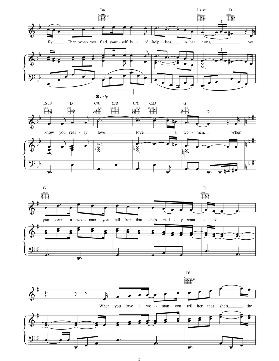 Have You Ever Really Loved A Woman? Piano, Vocal, Guitar scores gallery preview page 2