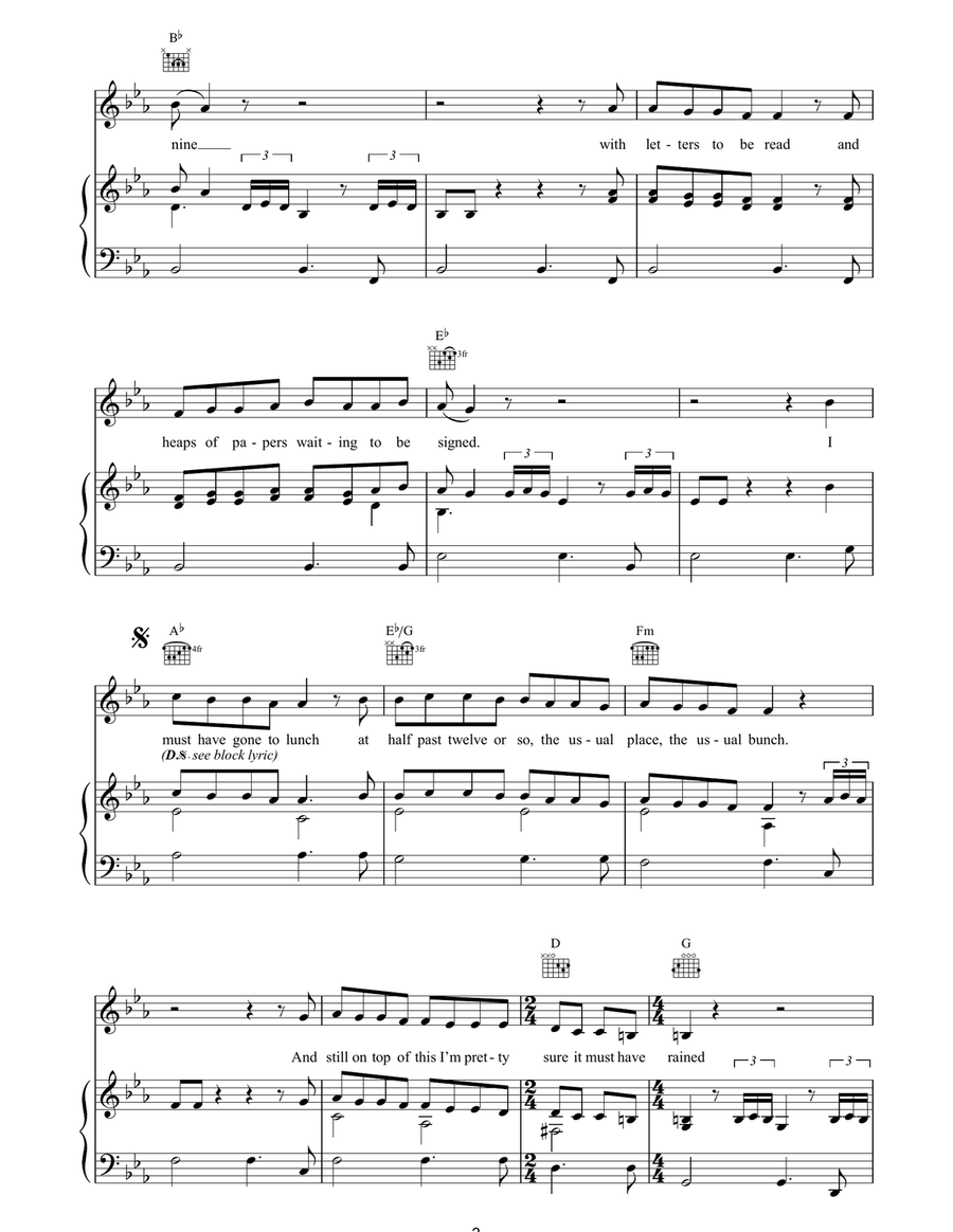 The Day Before You Came The Day Before You Came Piano, Vocal, Guitar scores gallery preview page 3