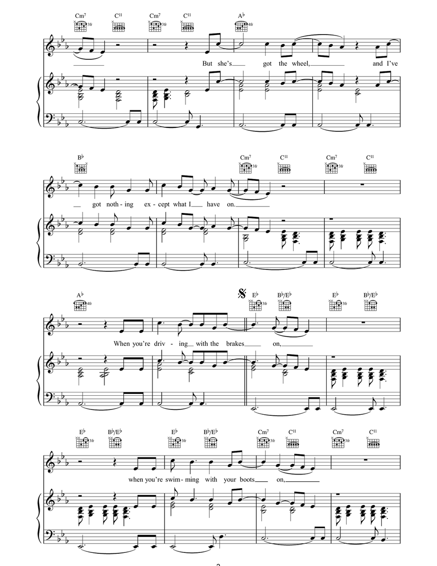 Driving With The Brakes On Piano, Vocal, Guitar scores gallery preview page 3