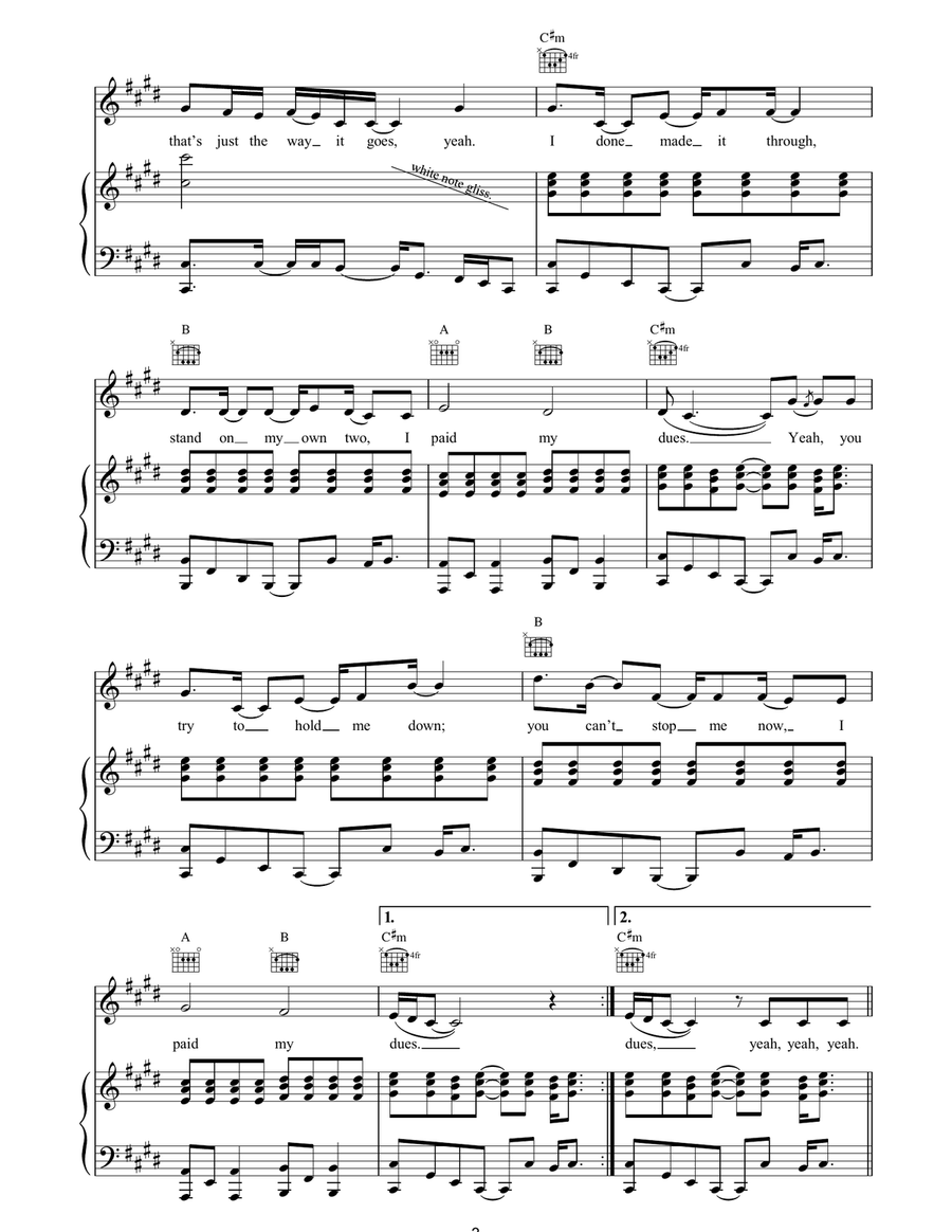 Paid My Dues Paid My Dues Piano, Vocal, Guitar scores gallery preview page 3