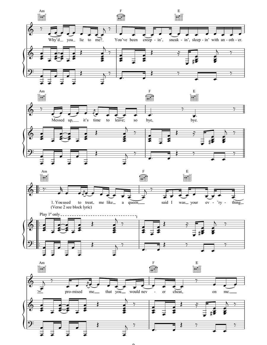 Why'd You Lie To Me? Why'd You Lie To Me? Piano, Vocal, Guitar scores gallery preview page 2