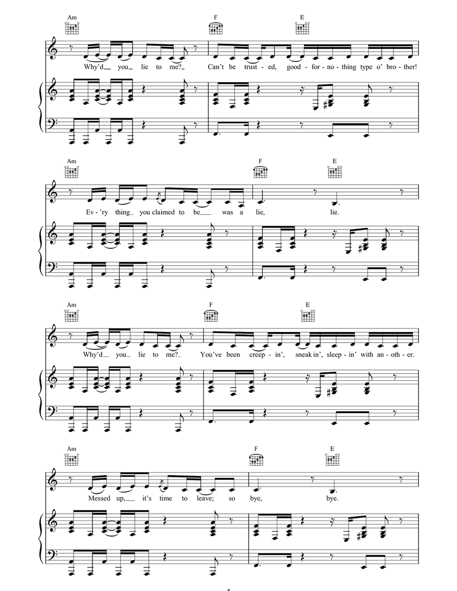 Why'd You Lie To Me? Why'd You Lie To Me? Piano, Vocal, Guitar scores gallery preview page 4