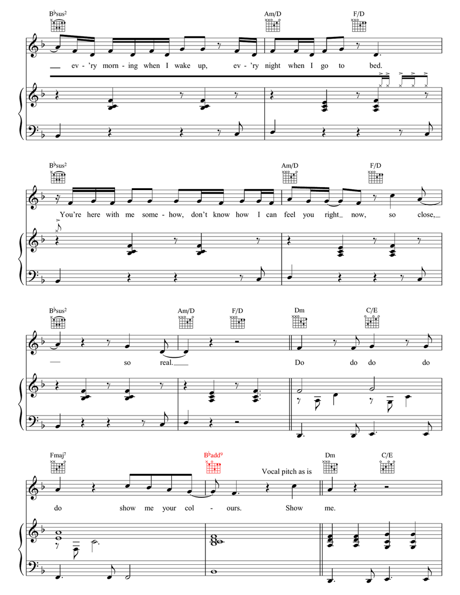 Show Me Your Colours Show Me Your Colours Piano, Vocal, Guitar scores gallery preview page 2