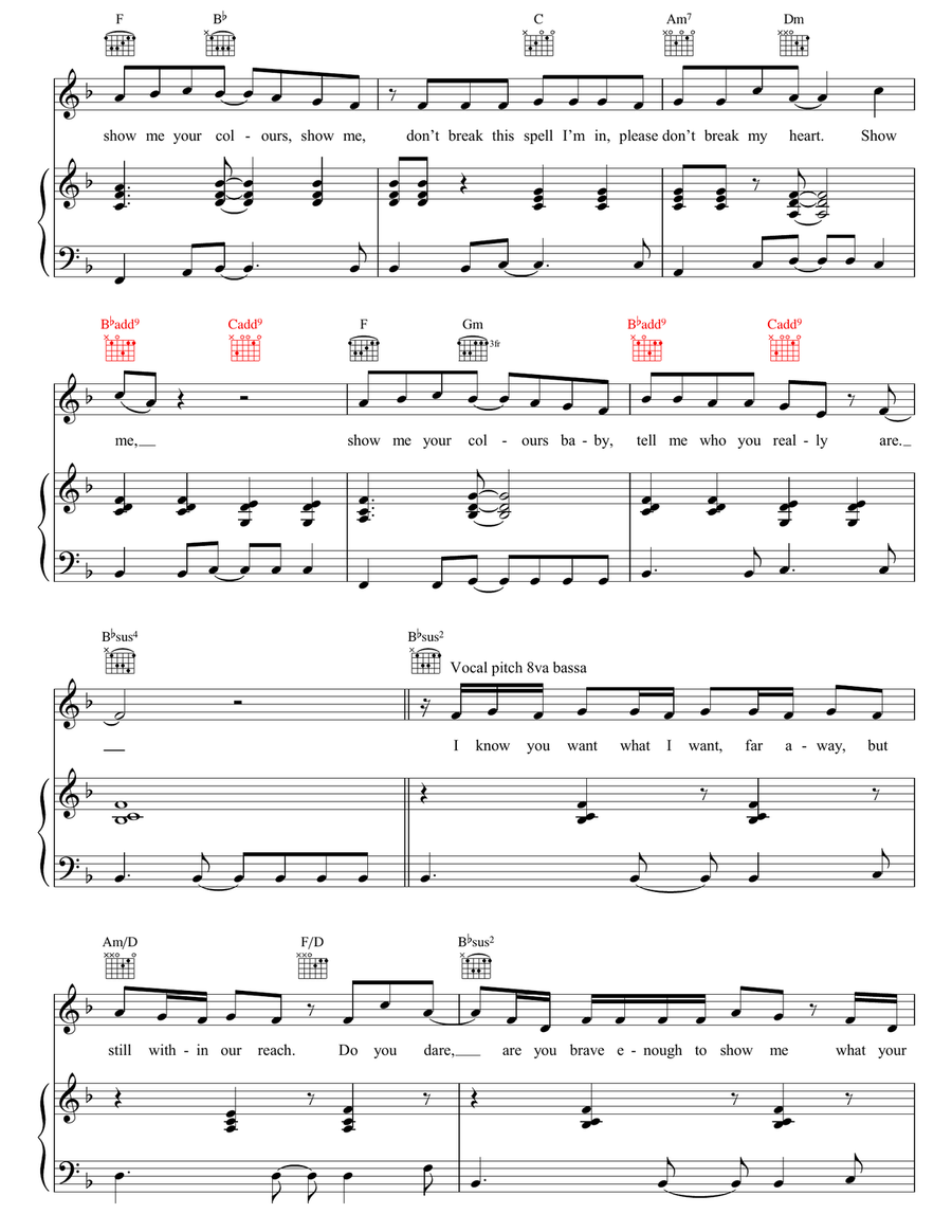 Show Me Your Colours Show Me Your Colours Piano, Vocal, Guitar scores gallery preview page 3