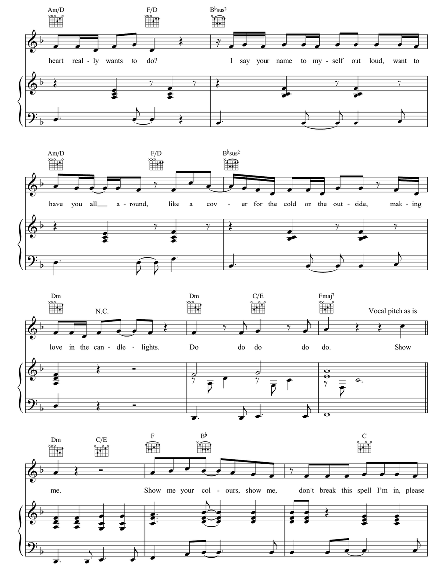 Show Me Your Colours Show Me Your Colours Piano, Vocal, Guitar scores gallery preview page 4