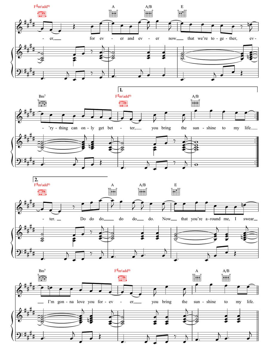 Sunshine Sunshine Piano, Vocal, Guitar scores gallery preview page 4