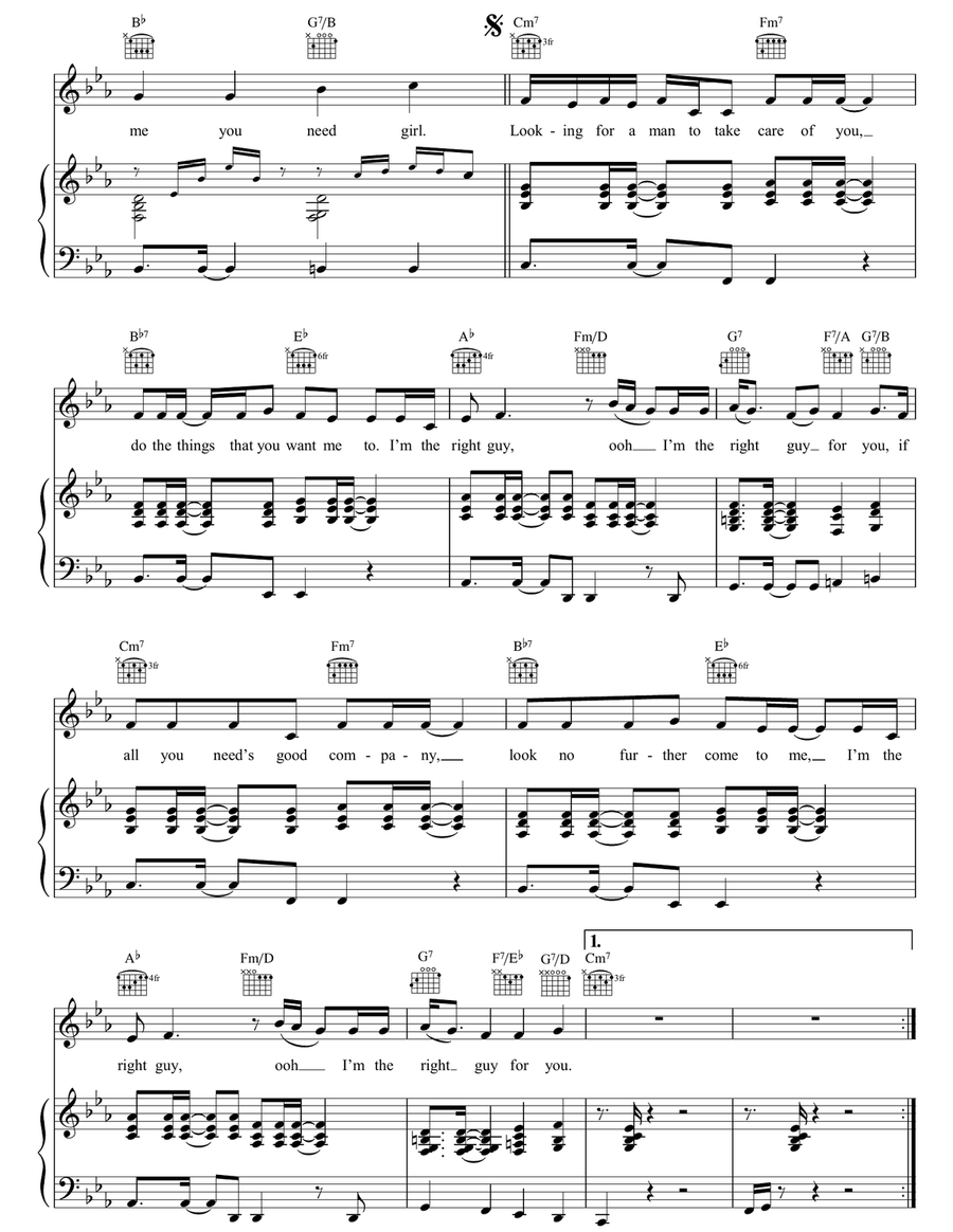Right Guy Right Guy Piano, Vocal, Guitar scores gallery preview page 3