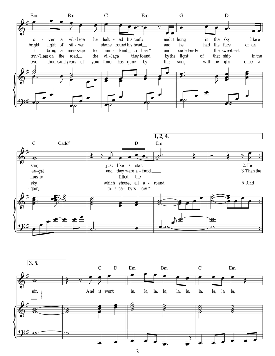 A Spaceman Came Travelling Piano, Vocal, Guitar scores gallery preview page 2