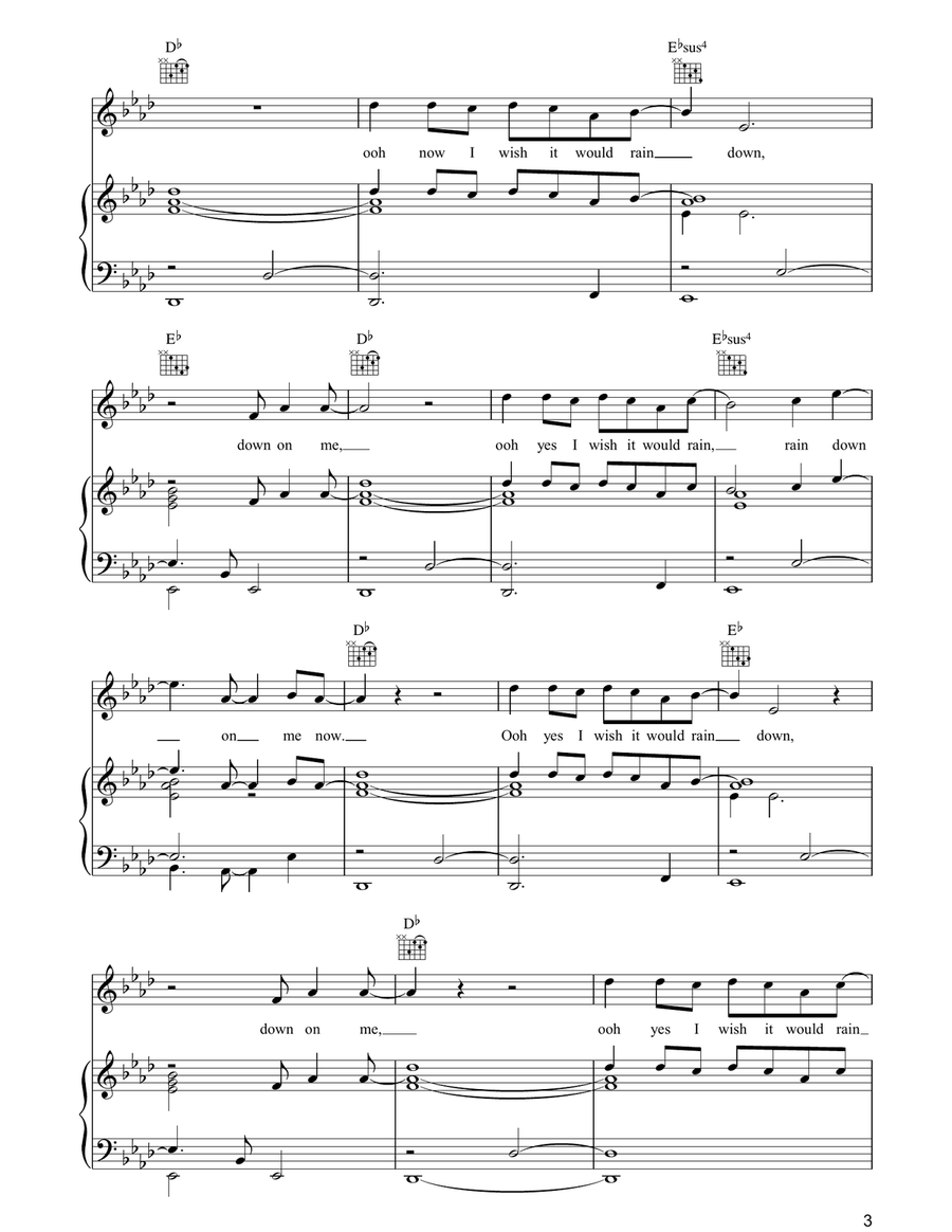 I Wish It Would Rain Down Piano, Vocal, Guitar scores gallery preview page 3