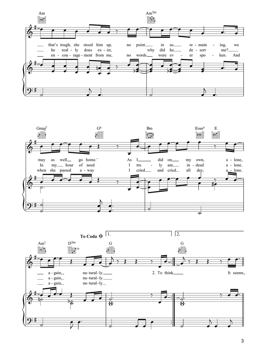 Alone Again (Naturally) Alone Again (Naturally) Piano, Vocal, Guitar scores gallery preview page 3