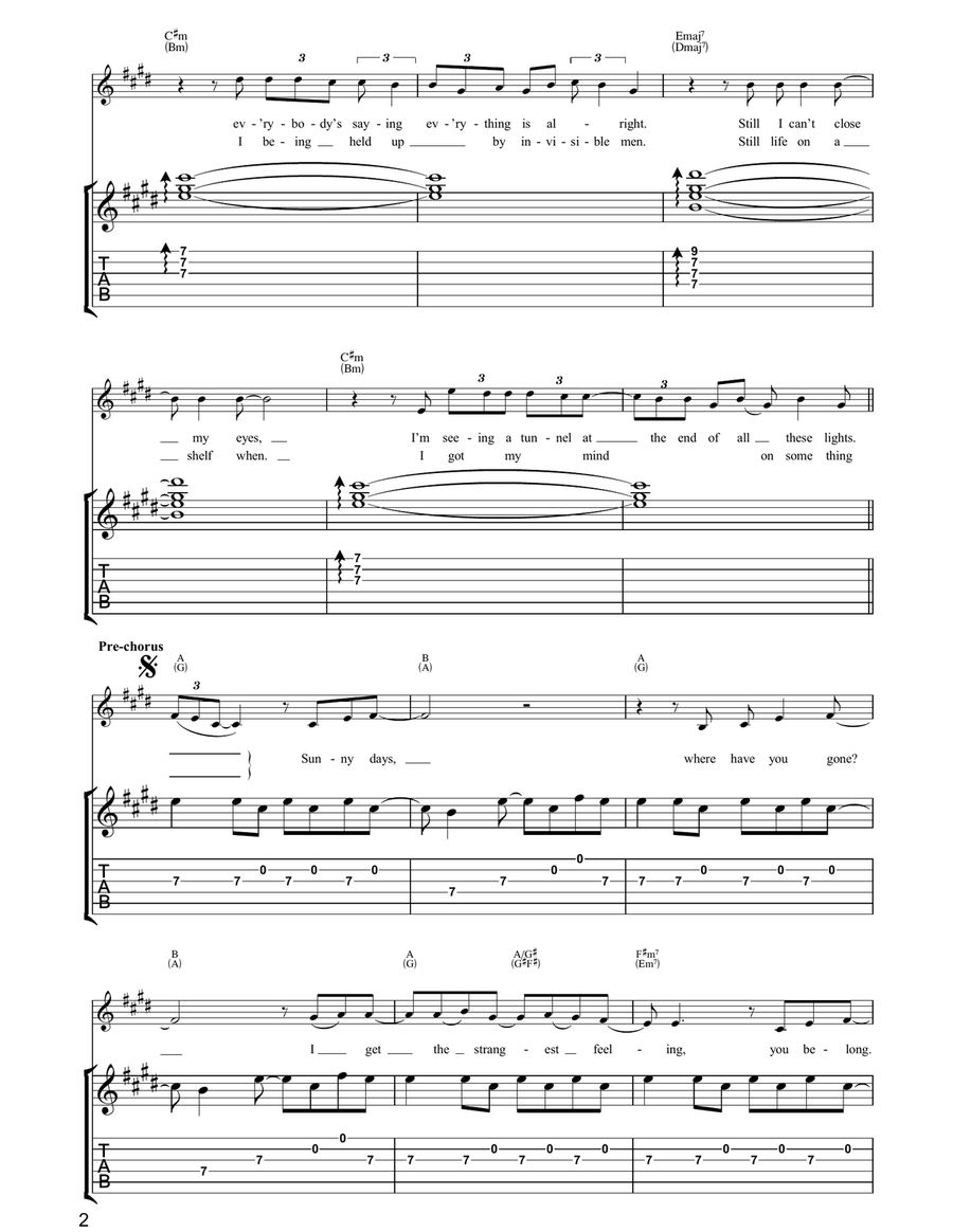 Why Does It Always Rain On Me? Guitar Tablature scores gallery preview page 2