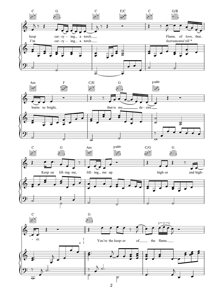 Carrying A Torch Carrying A Torch Piano, Vocal, Guitar scores gallery preview page 2