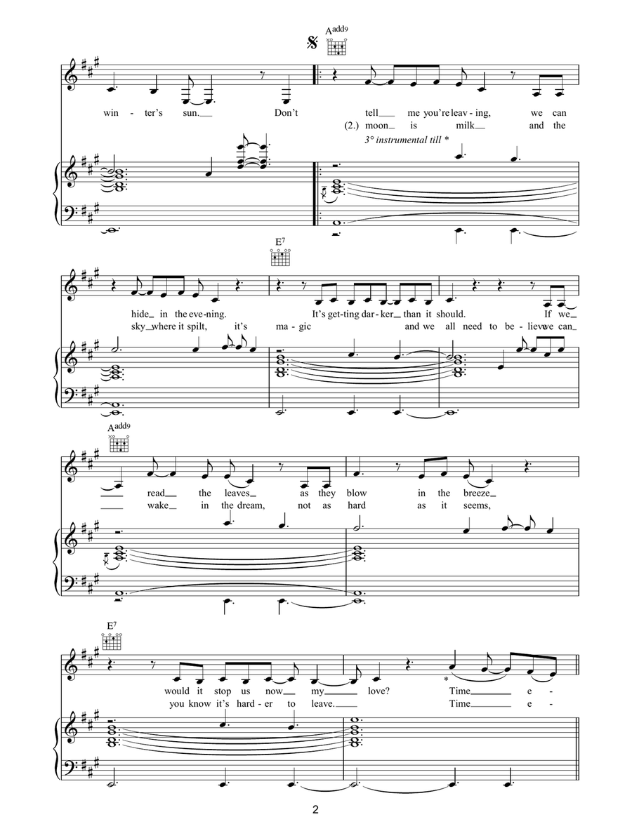 Time Enough For Tears Time Enough For Tears Piano, Vocal, Guitar scores gallery preview page 2