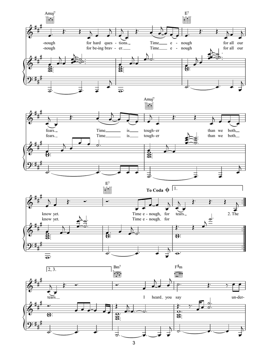Time Enough For Tears Time Enough For Tears Piano, Vocal, Guitar scores gallery preview page 3