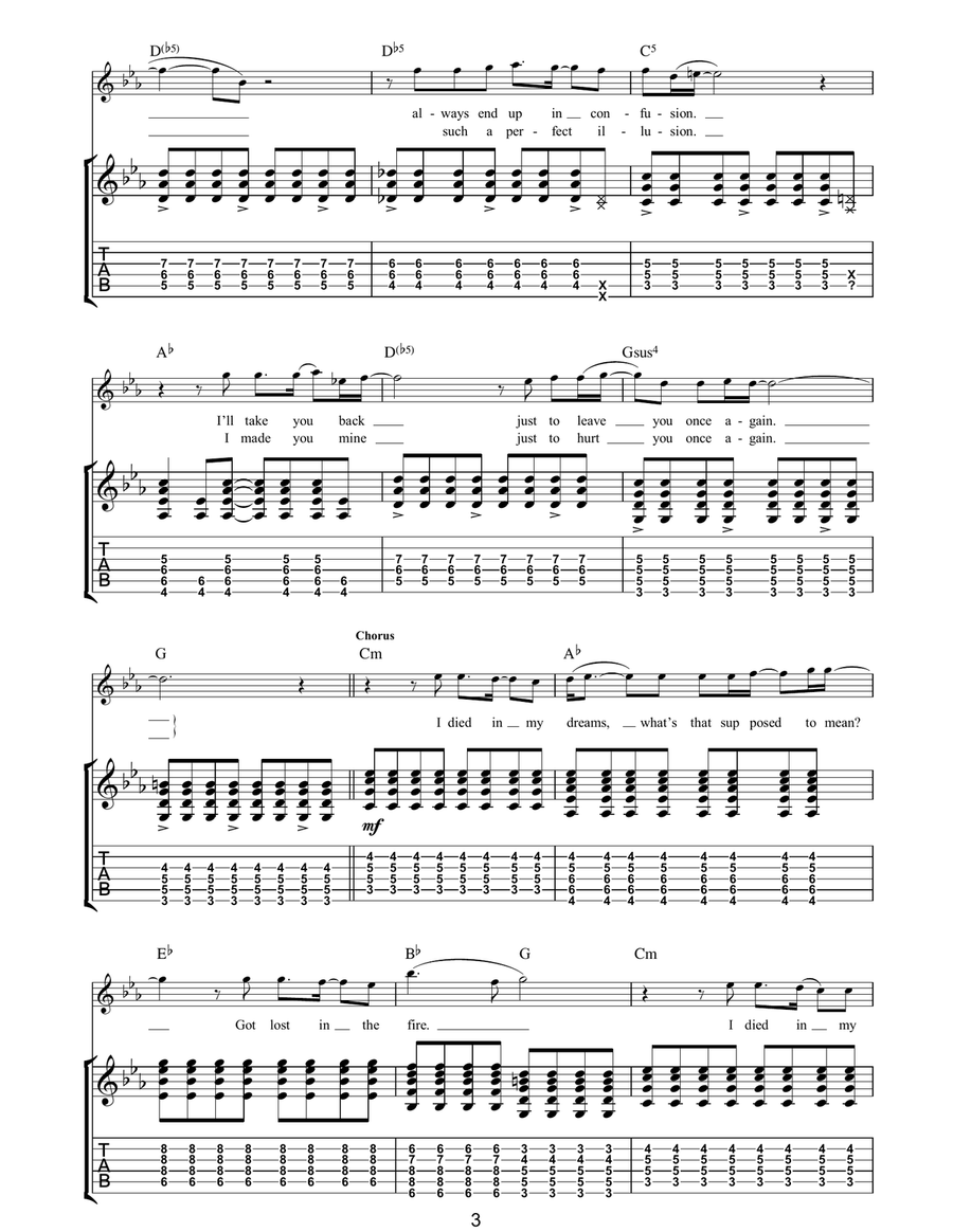 Funeral Song Funeral Song Guitar Tablature scores gallery preview page 3