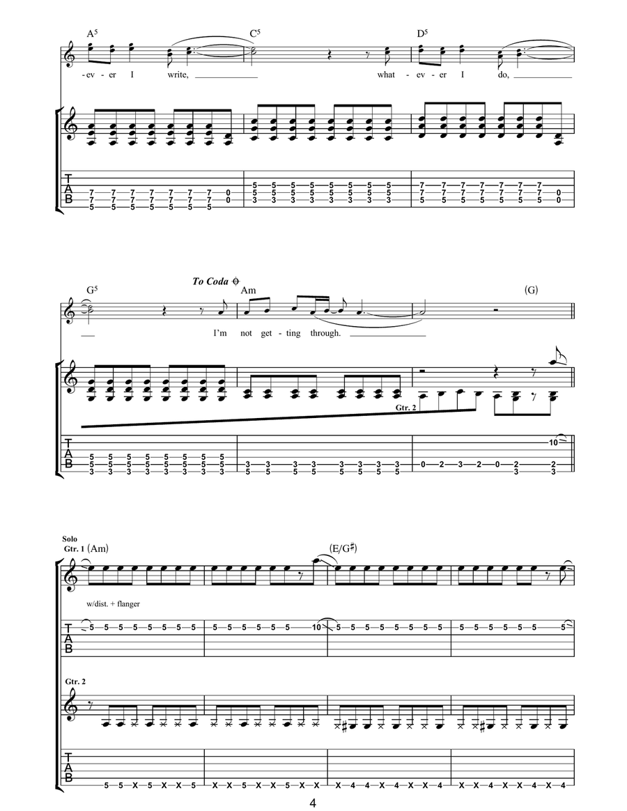 Whatever Whatever Guitar Tablature scores gallery preview page 4
