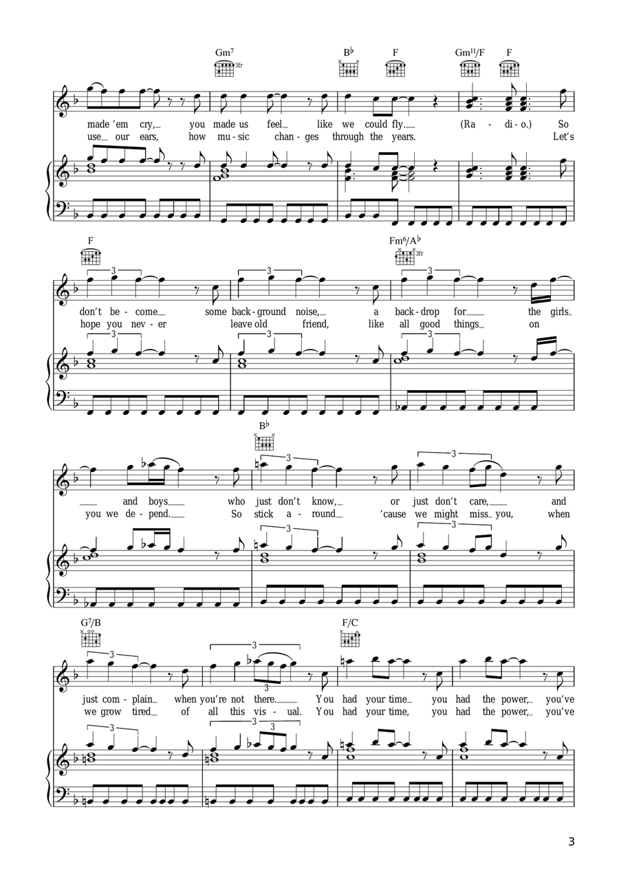 Radio Ga Ga Radio Ga Ga Piano, Vocal, Guitar scores gallery preview page 3