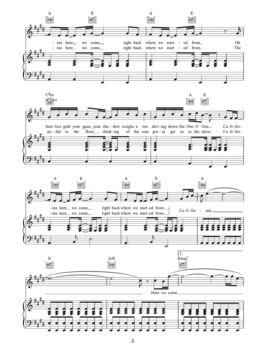 California California Piano, Vocal, Guitar scores gallery preview page 2