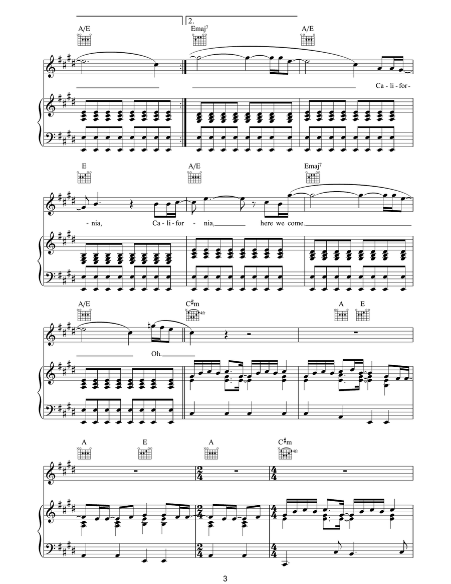 California California Piano, Vocal, Guitar scores gallery preview page 3