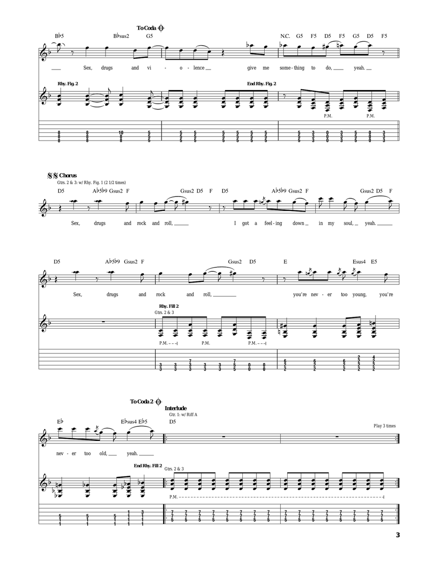 Sex Drugs & Rock N Roll Sex Drugs & Rock N Roll Electric Guitar scores gallery preview page 3