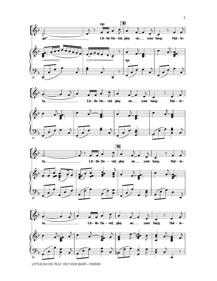 Little David, Play On Your Harp Unison Choir scores gallery preview page 3