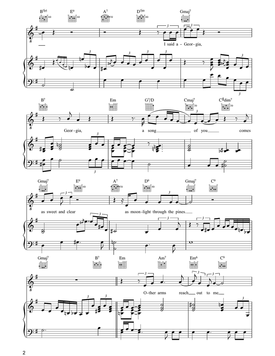 Georgia On My Mind Georgia On My Mind Piano, Vocal, Guitar scores gallery preview page 2