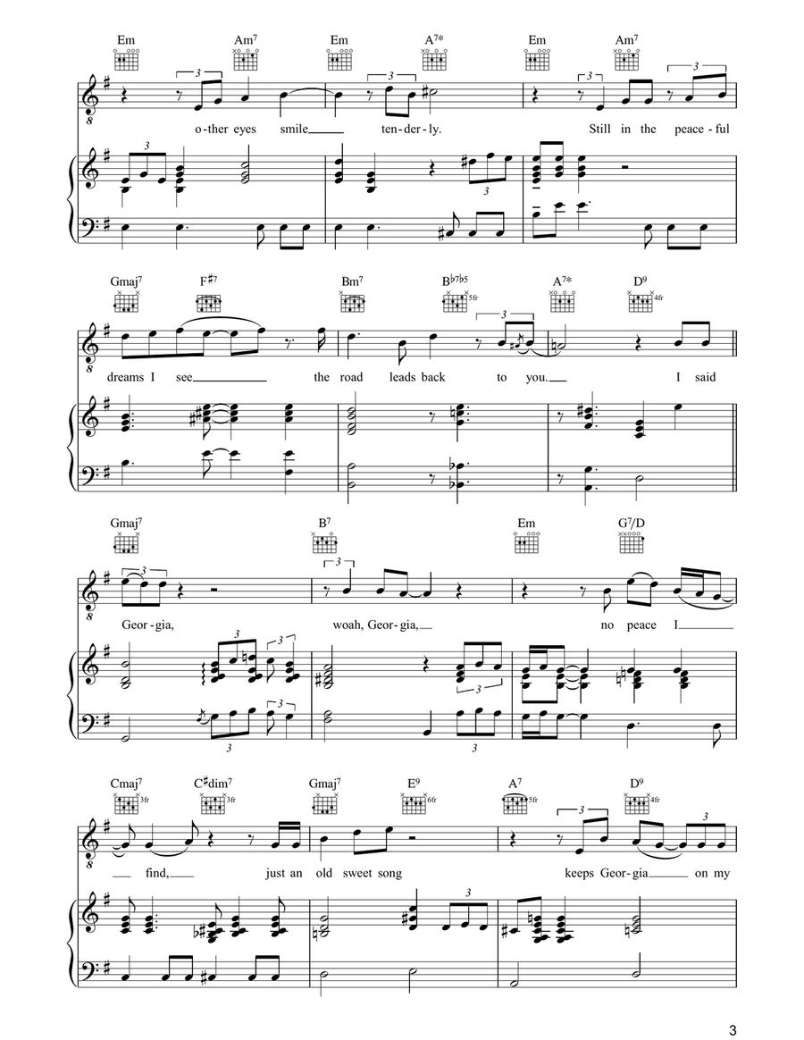 Georgia On My Mind Georgia On My Mind Piano, Vocal, Guitar scores gallery preview page 3