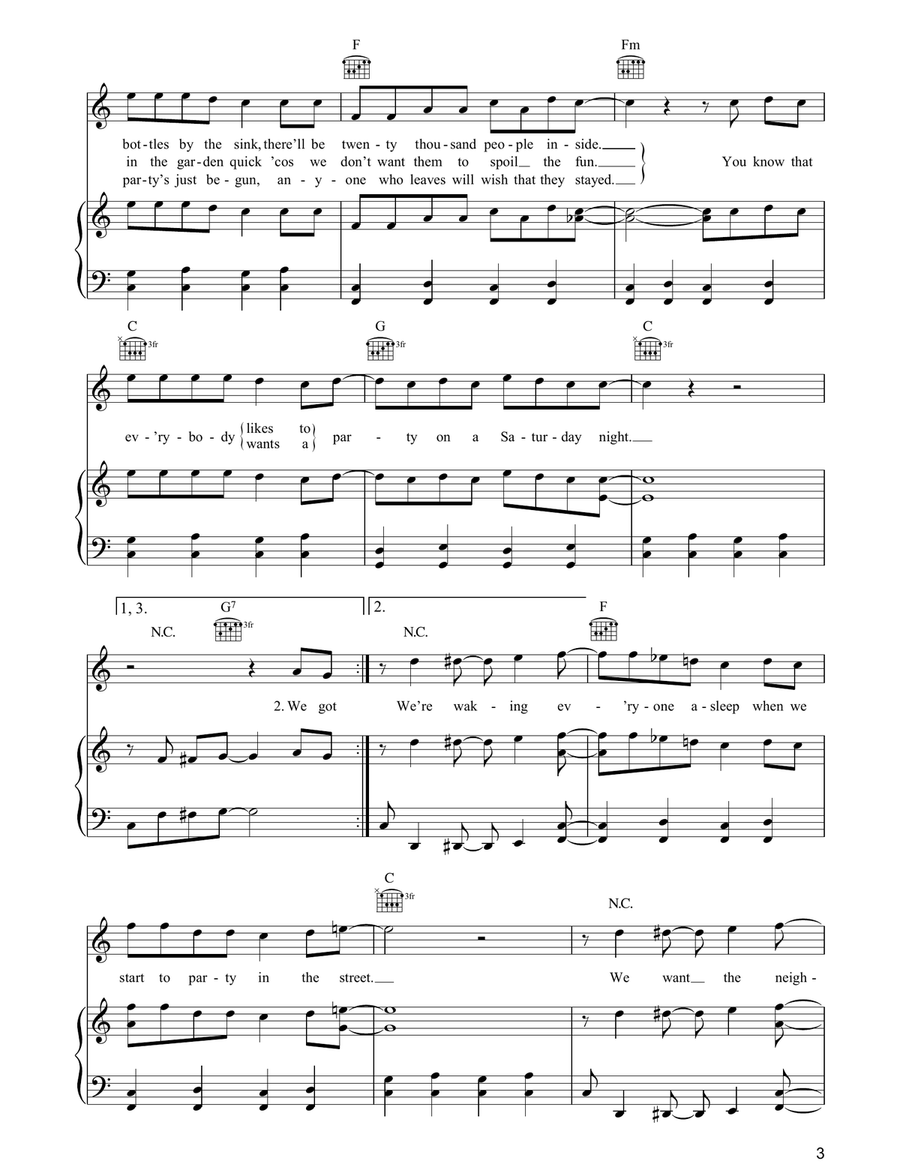 Saturday Night Piano, Vocal, Guitar scores gallery preview page 3