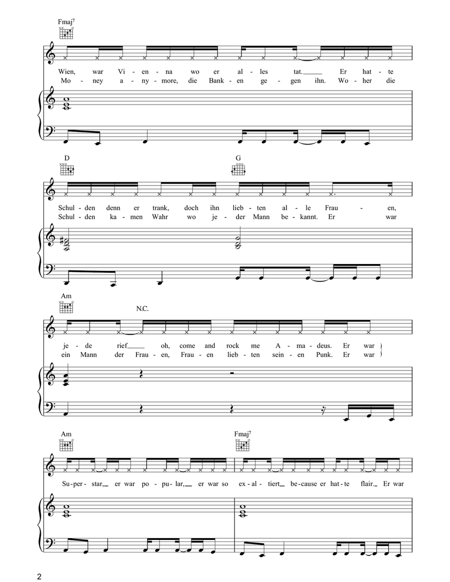 Rock Me Amadeus Rock Me Amadeus Piano, Vocal, Guitar scores gallery preview page 2