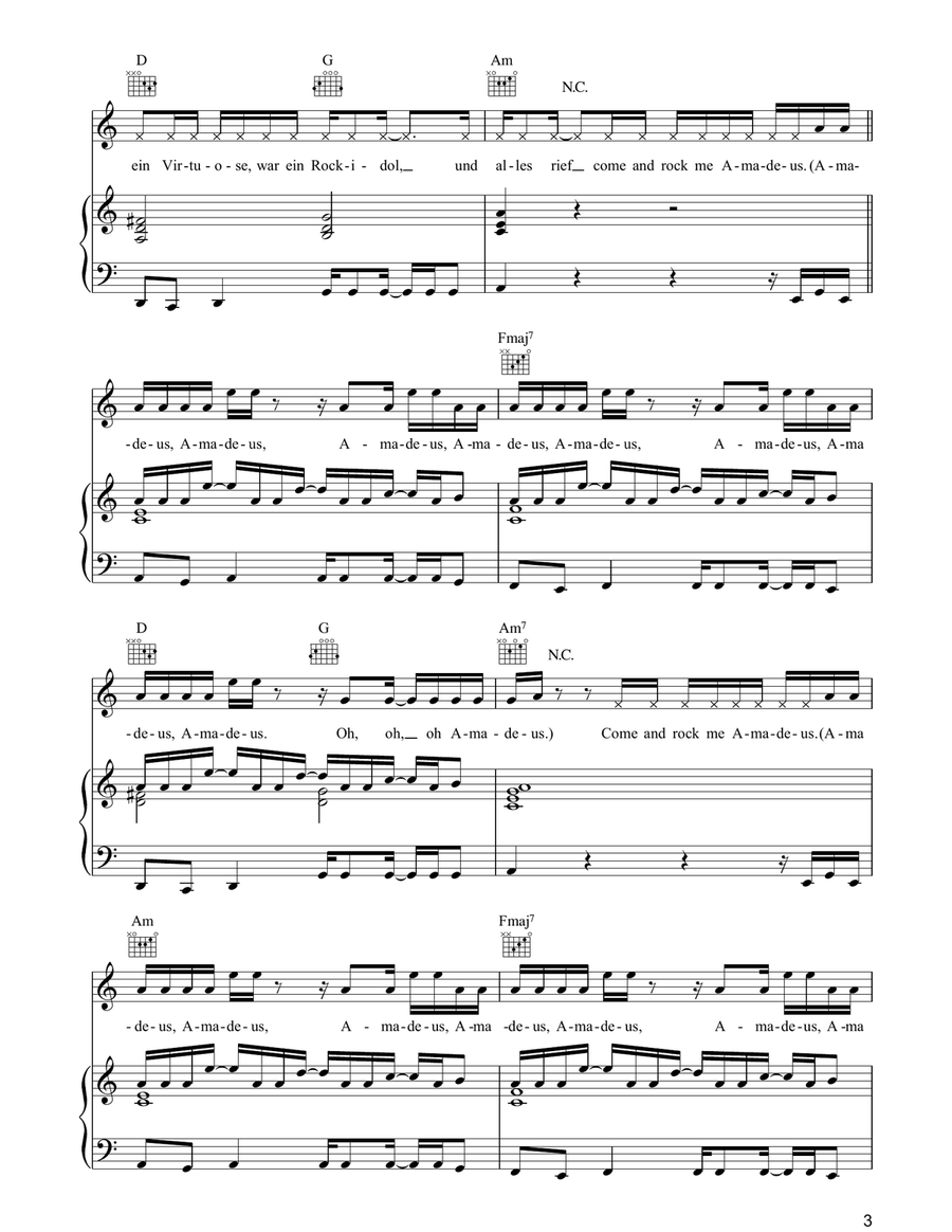 Rock Me Amadeus Rock Me Amadeus Piano, Vocal, Guitar scores gallery preview page 3
