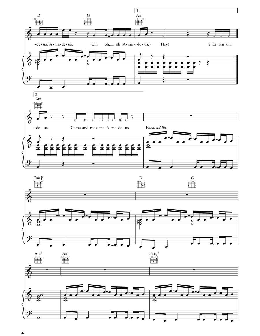 Rock Me Amadeus Rock Me Amadeus Piano, Vocal, Guitar scores gallery preview page 4