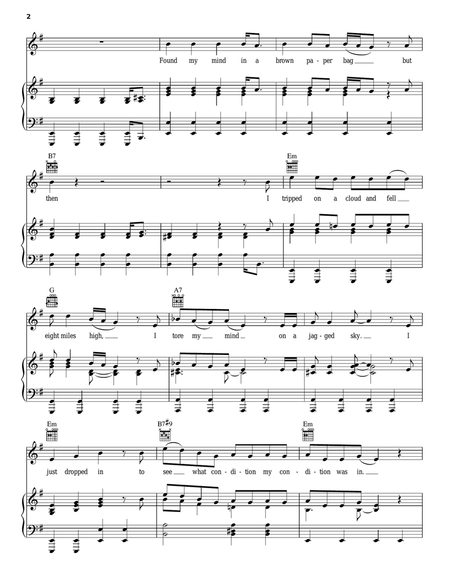 Just Dropped In (To See What Condition My Condition Was In) Piano, Vocal, Guitar scores gallery preview page 2