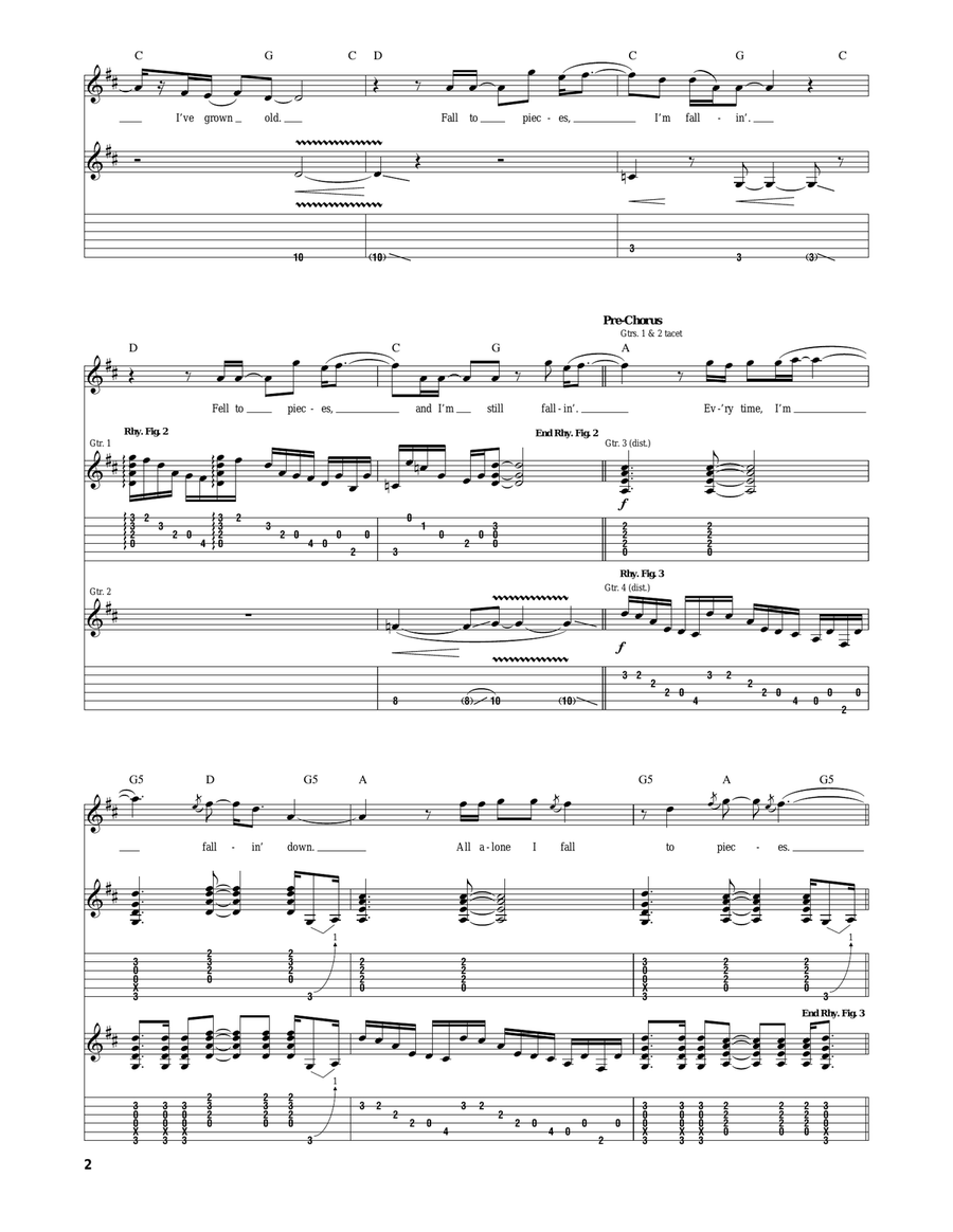 Fall To Pieces Fall To Pieces Acoustic Guitar scores gallery preview page 2