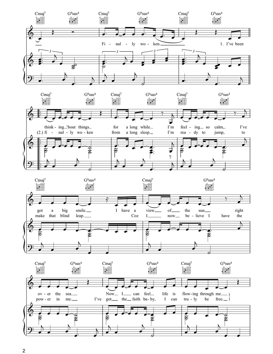 Finally Woken Finally Woken Piano, Vocal, Guitar scores gallery preview page 2