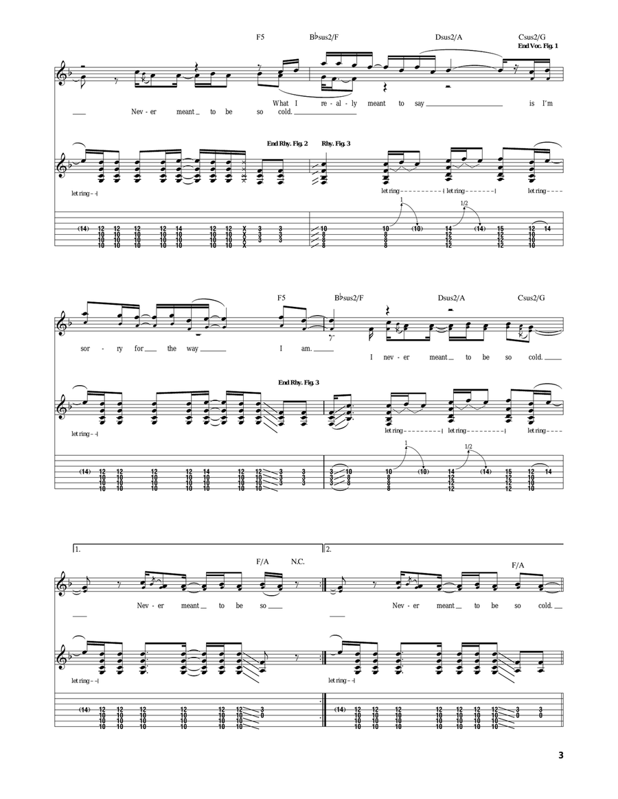 Cold Cold Acoustic Guitar scores gallery preview page 3