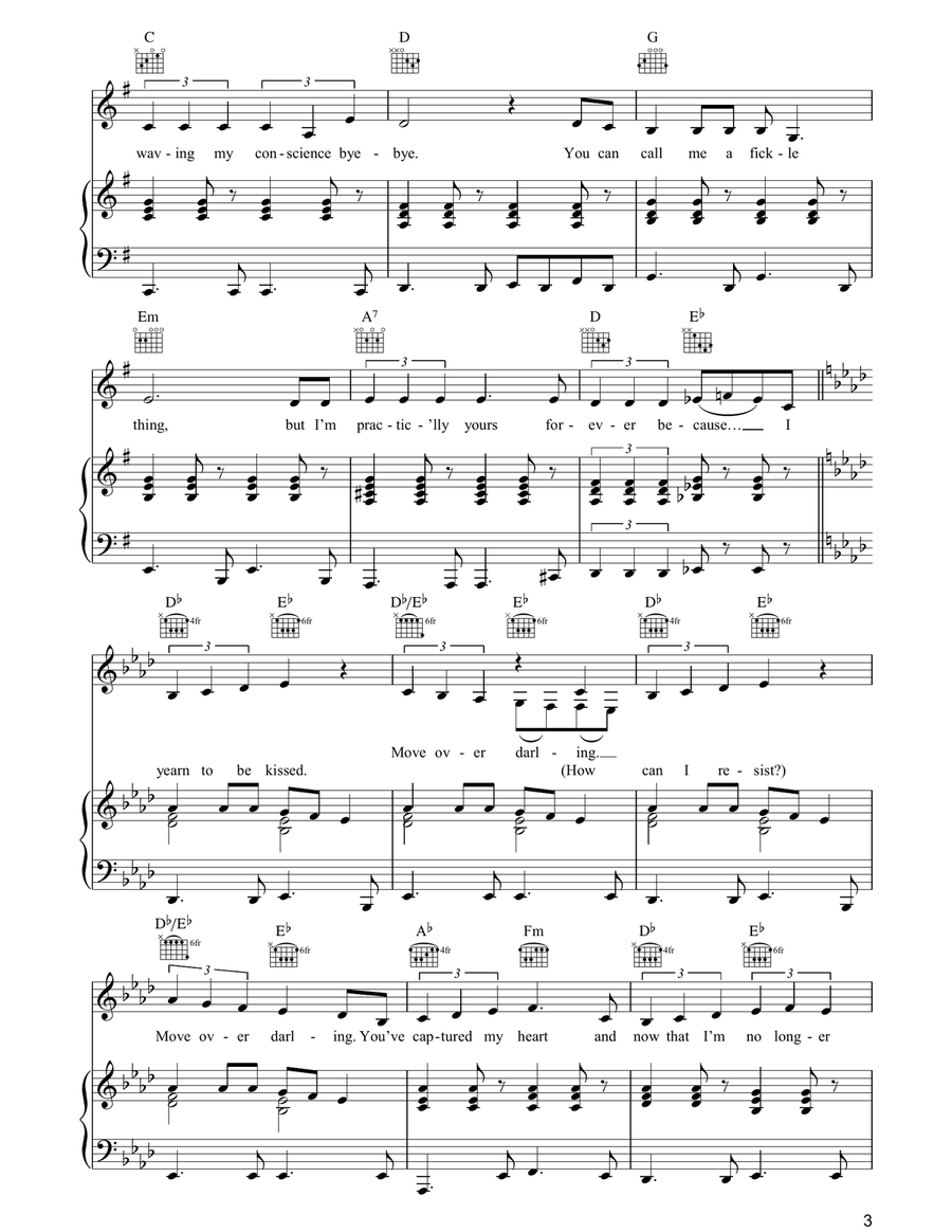Move Over Darling Move Over Darling Piano, Vocal, Guitar scores gallery preview page 3