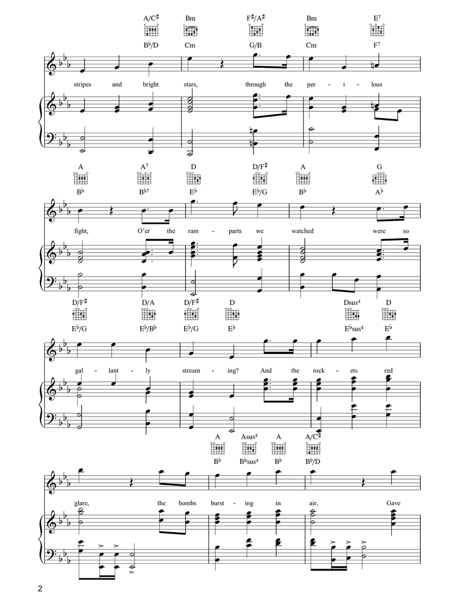 The Star Spangled Banner The Star Spangled Banner Piano, Vocal, Guitar scores gallery preview page 2