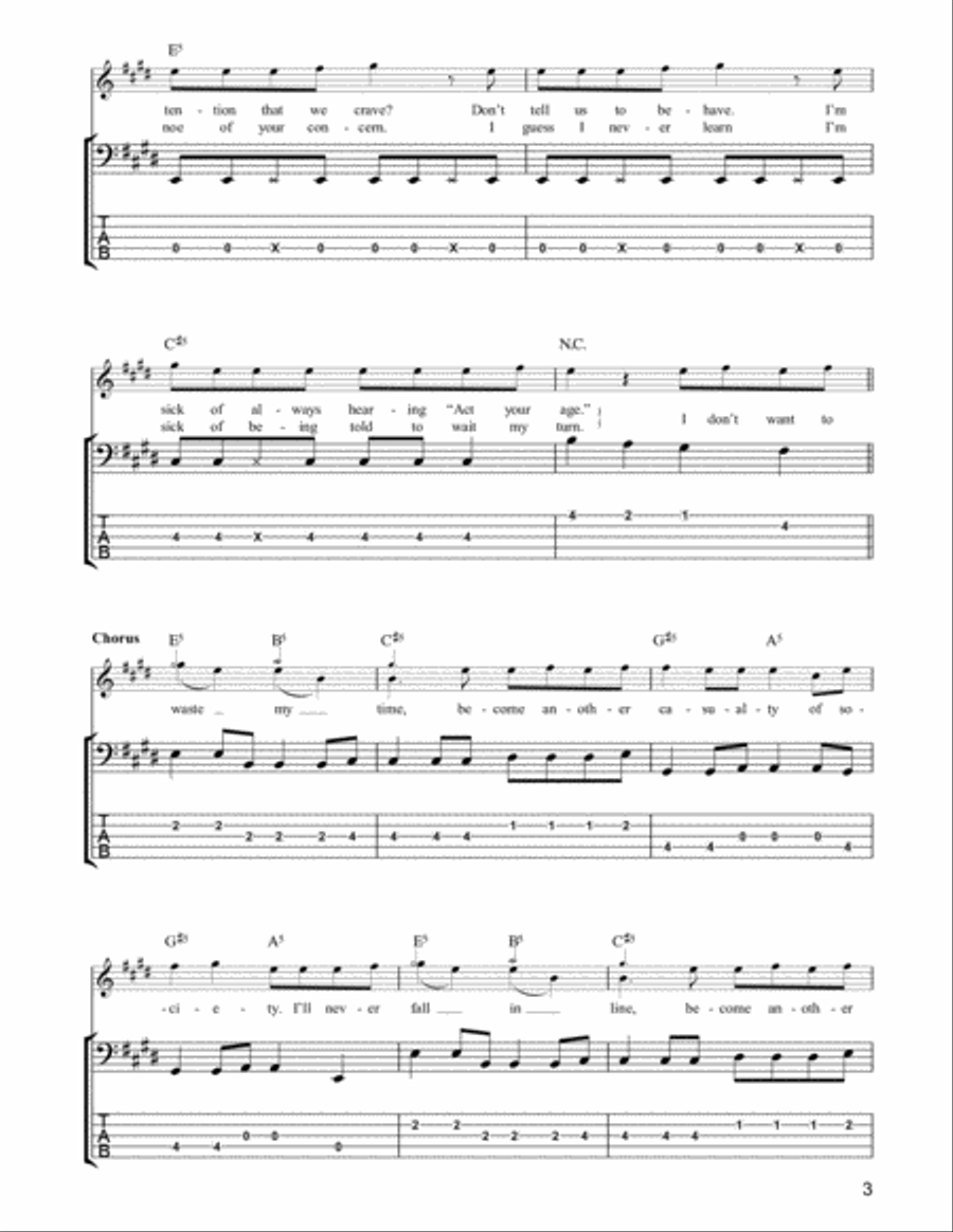 Fat Lip Guitar Tablature scores gallery preview page 3