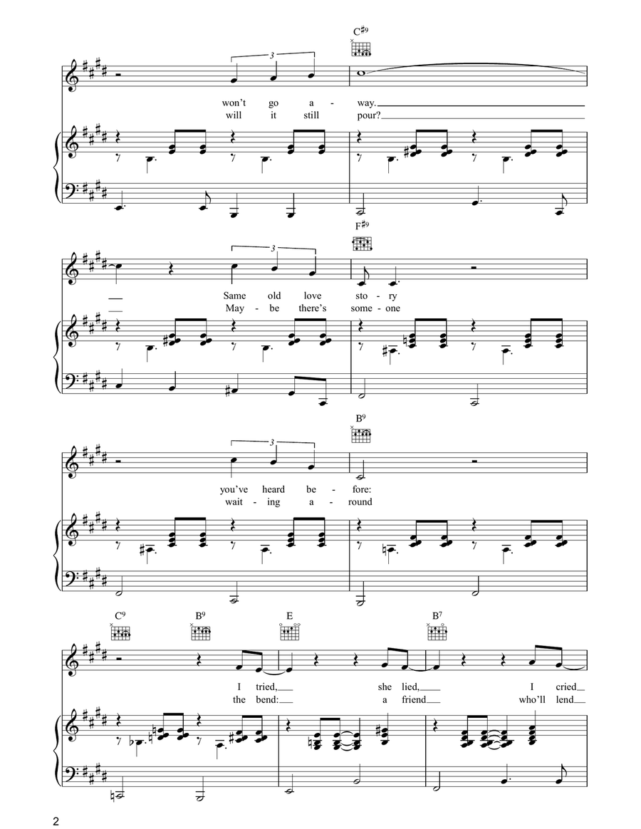 Rainin' Rainin' Piano, Vocal, Guitar scores gallery preview page 2
