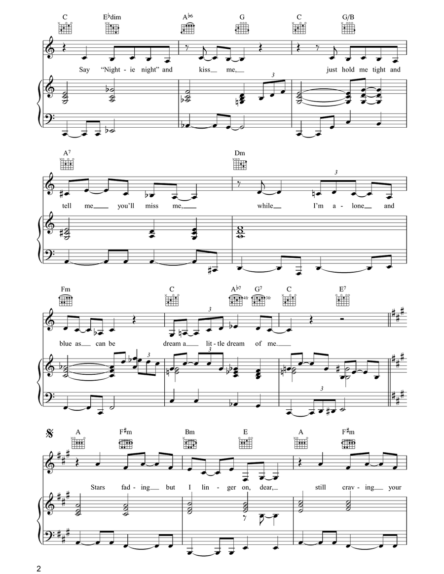 Dream A Little Dream Of Me Piano, Vocal, Guitar scores gallery preview page 2