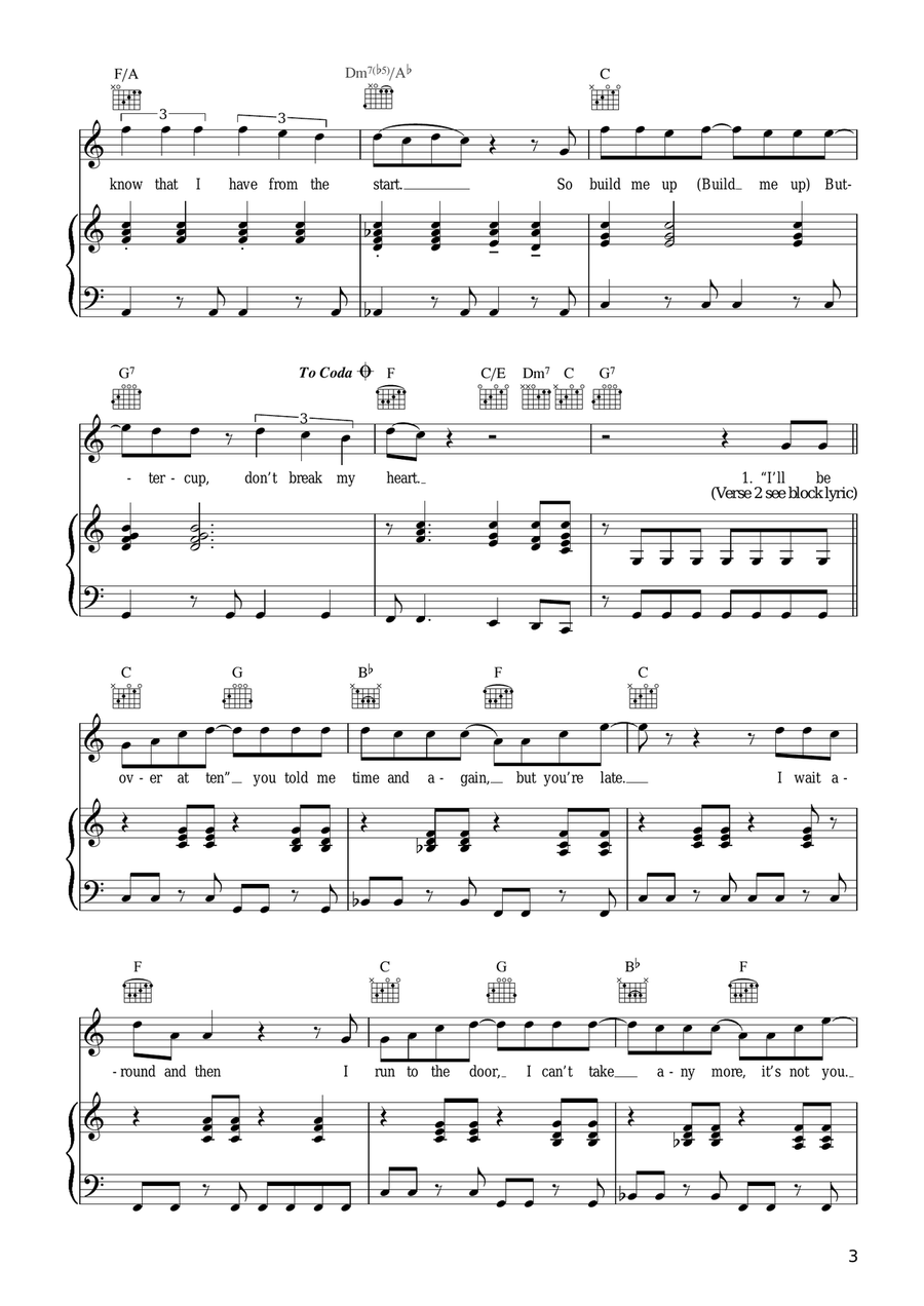 Build Me Up Buttercup Build Me Up Buttercup Piano, Vocal, Guitar scores gallery preview page 3