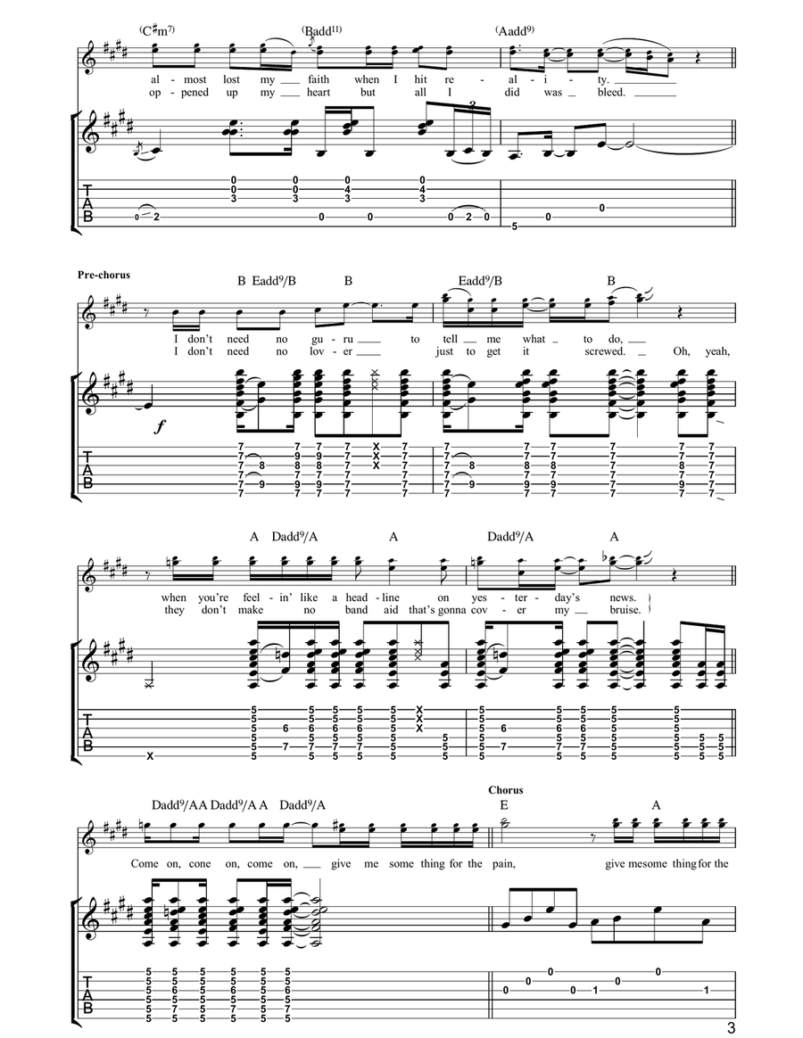 Something For The Pain Something For The Pain Guitar Tablature scores gallery preview page 3