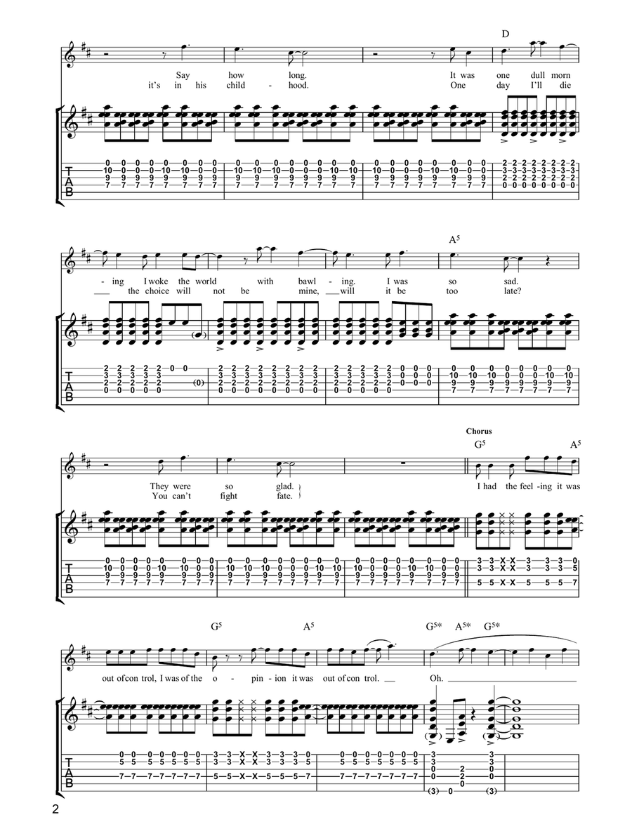 Out Of Control Acoustic Guitar scores gallery preview page 2