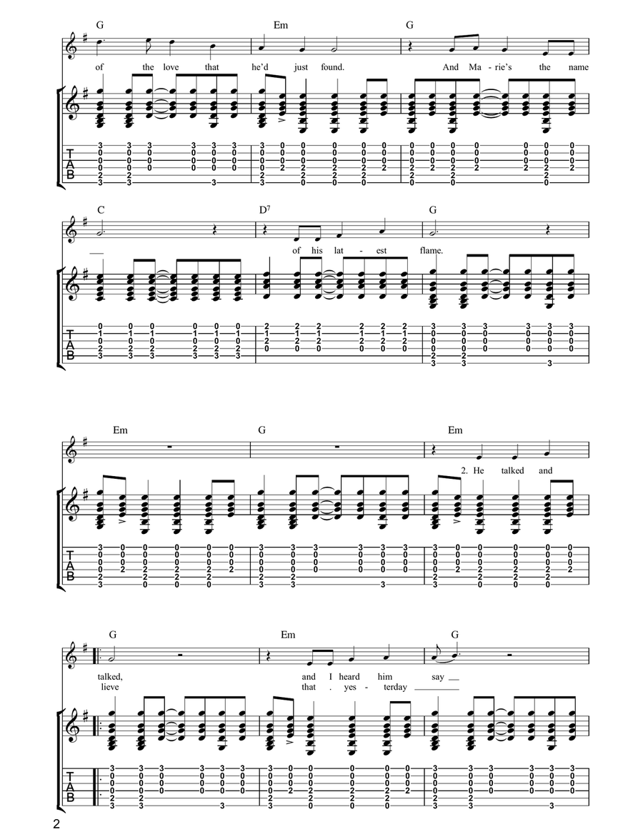 His Latest Flame His Latest Flame Acoustic Guitar scores gallery preview page 2