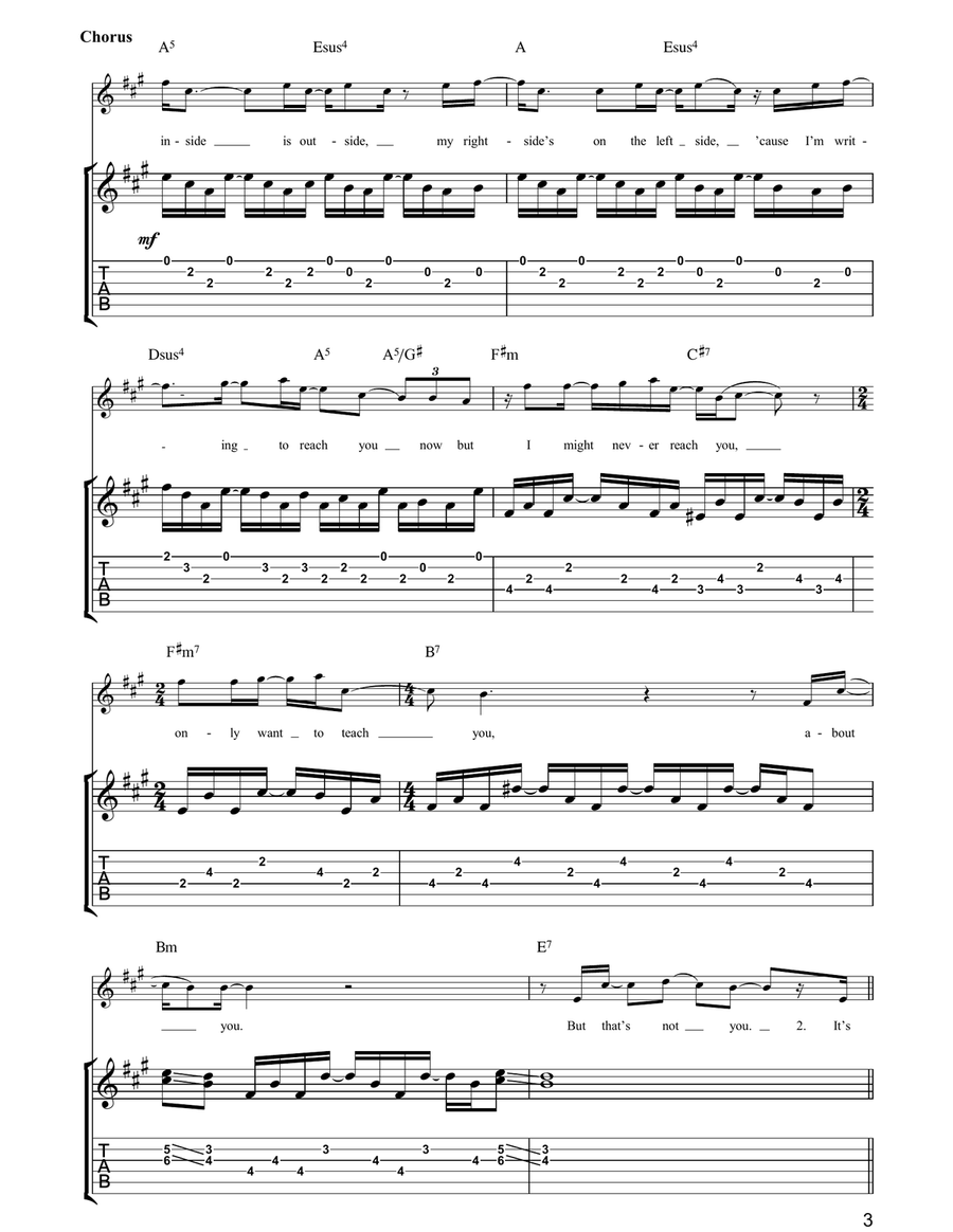 Writing To Reach You Writing To Reach You Guitar Tablature scores gallery preview page 3