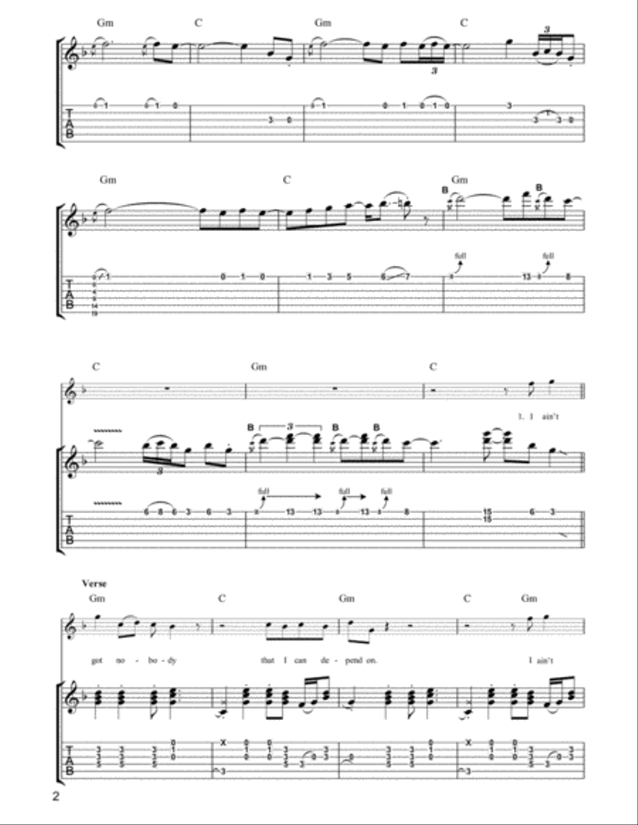 No One To Depend On Guitar Tablature scores gallery preview page 2